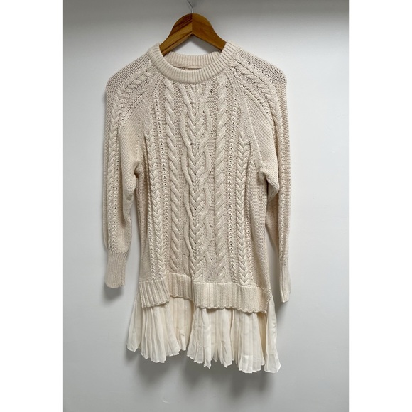Anthropologie Cream Knit Dress with Ruffle Hem - Picture 3 of 4